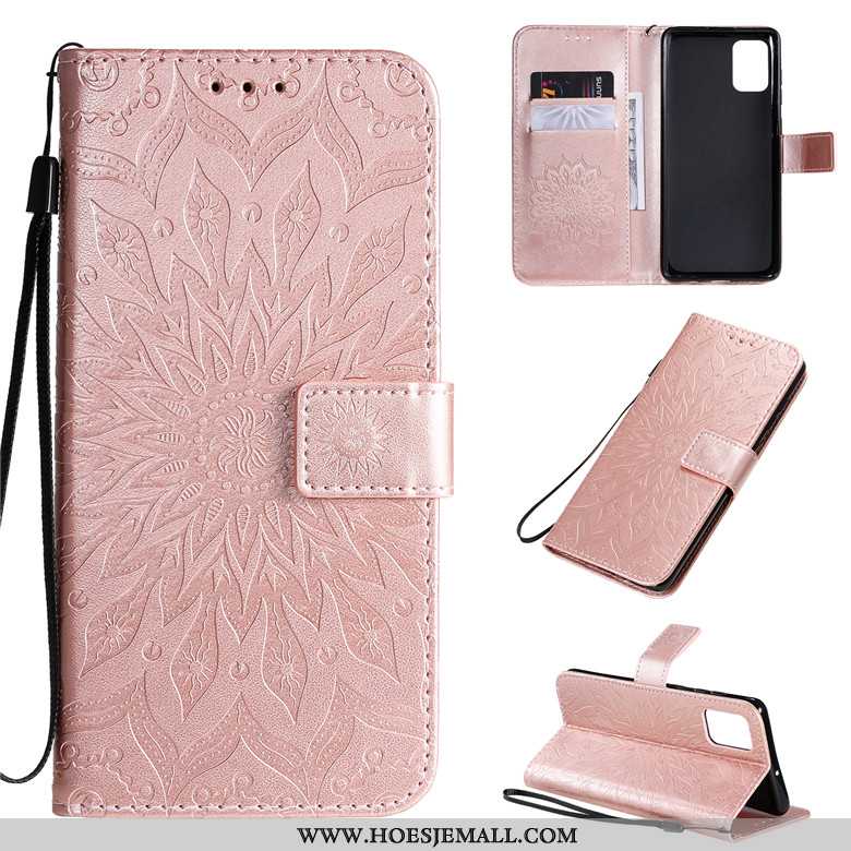 Hoesje Samsung Galaxy A71 Bescherming Leren Anti-fall Mobiele Telefoon Roze Bloemen Clamshell