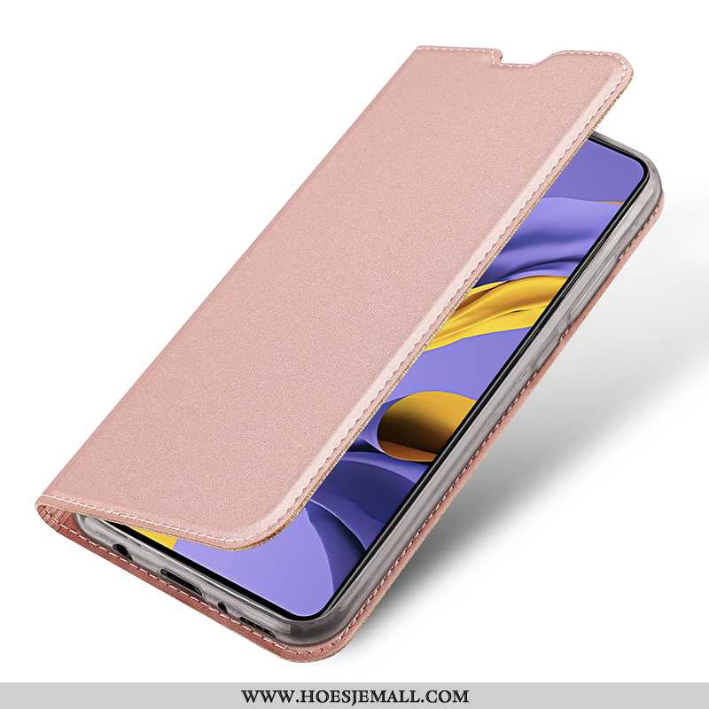 Hoesje Samsung Galaxy A71 Dun Leren Mobiele Telefoon Super Roze Anti-fall