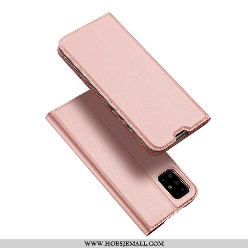 Hoesje Samsung Galaxy A71 Dun Leren Mobiele Telefoon Super Roze Anti-fall