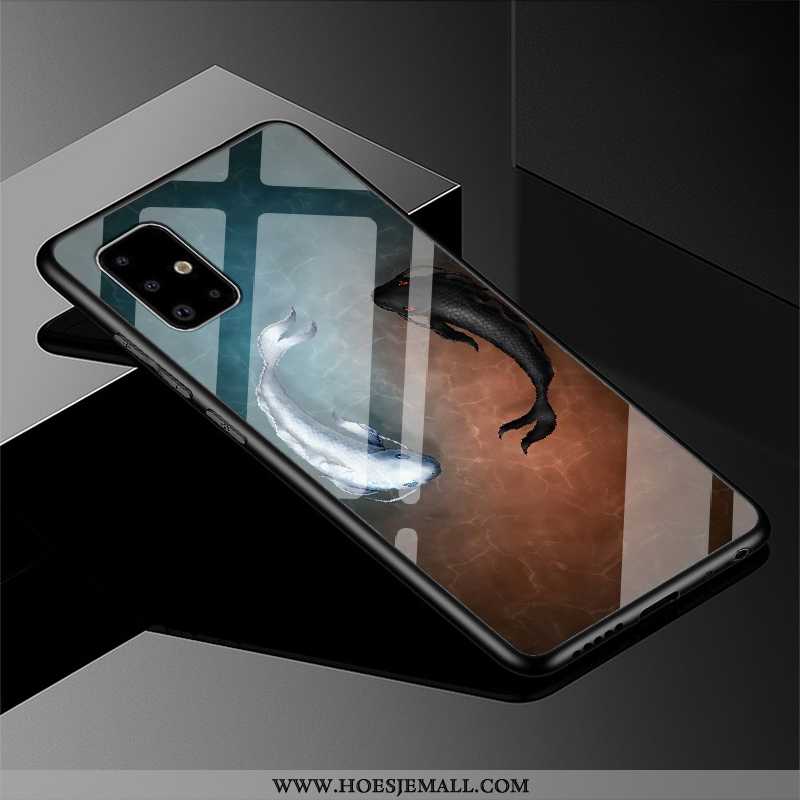 Hoes Samsung Galaxy A71 Bescherming Glas Anti-fall Spiegel Zwart Mobiele Telefoon Ster Zwarte