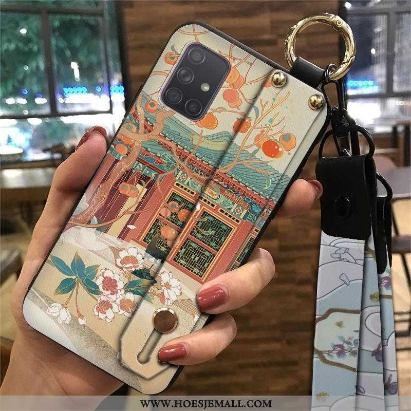 Hoes Samsung Galaxy A71 Zacht Bescherming Hanger Geel Chinese Stijl Ster Mobiele Telefoon