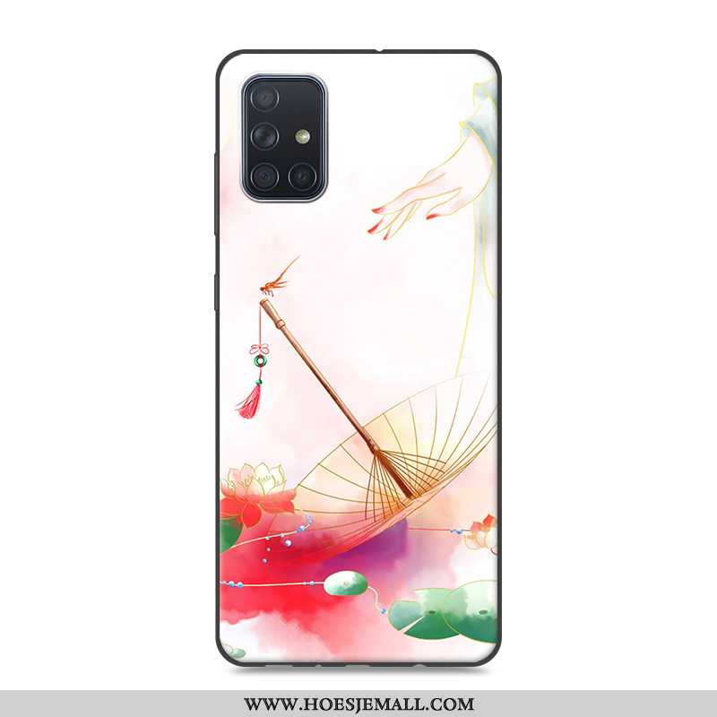 Hoes Samsung Galaxy A71 Bescherming Vintage Chinese Stijl Roze Mobiele Telefoon Hoesje