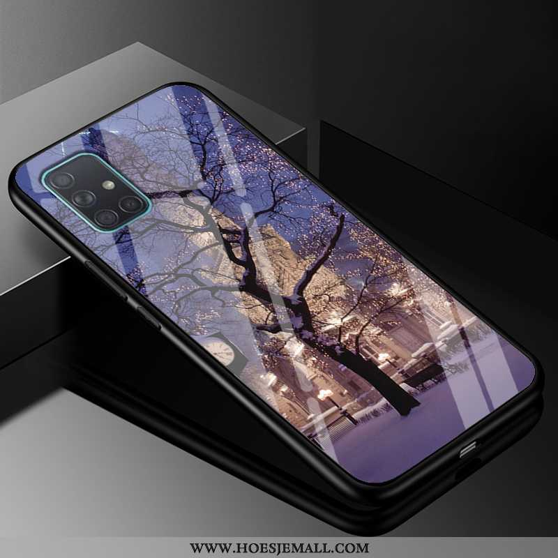 Hoesje Samsung Galaxy A71 Trend Siliconen Glas Ster Purper Anti-fall