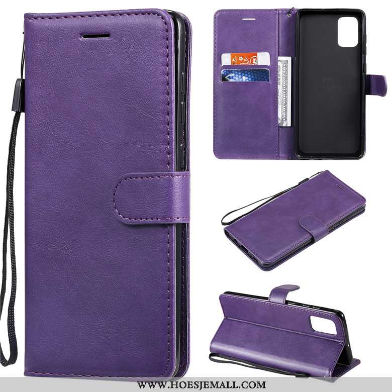 Hoesje Samsung Galaxy A71 Bescherming Leren Folio Mobiele Telefoon Effen Kleur Ster Anti-fall Purper