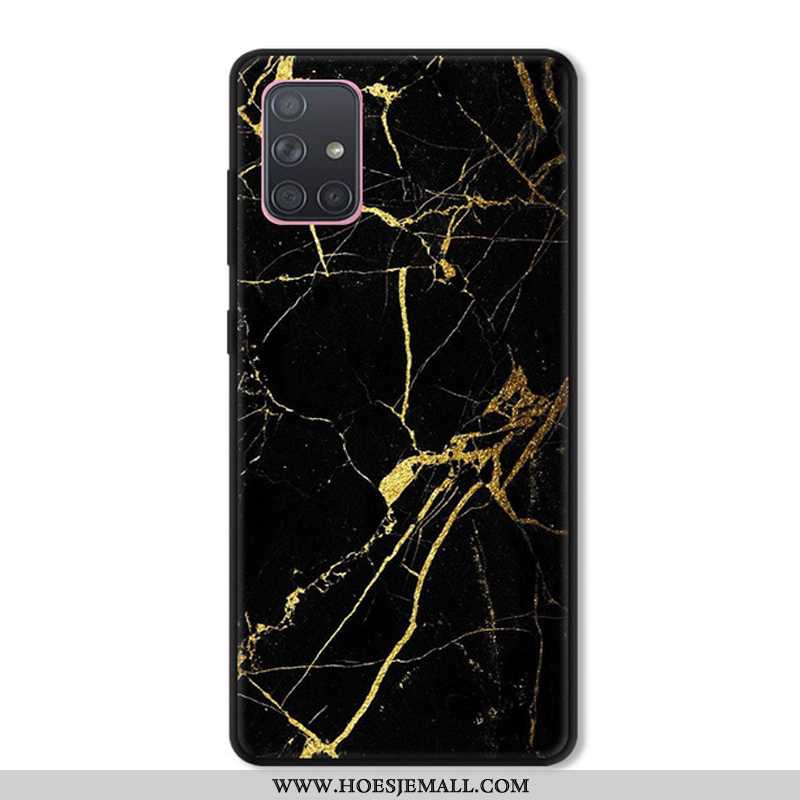 Hoesje Samsung Galaxy A71 Bescherming Glas Zacht Mobiele Telefoon Hoes Hemming Trend Zwarte