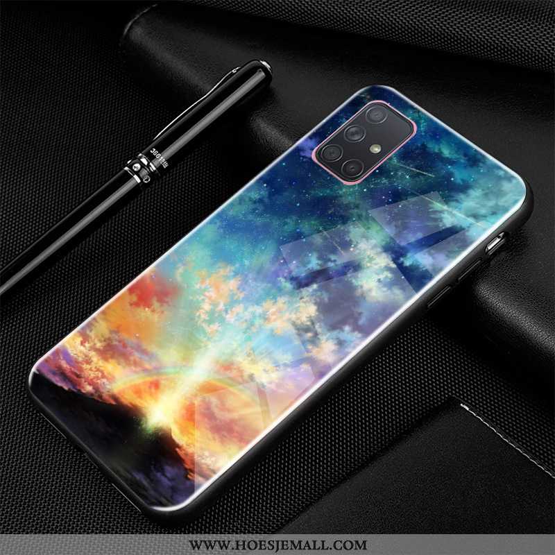 Hoesje Samsung Galaxy A71 Bescherming Glas Zacht Mobiele Telefoon Hoes Hemming Trend Zwarte