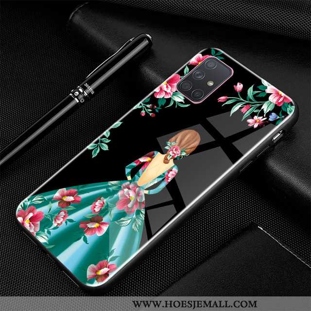 Hoesje Samsung Galaxy A71 Bescherming Glas Zacht Mobiele Telefoon Hoes Hemming Trend Zwarte