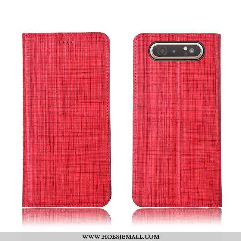 Hoes Samsung Galaxy A80 Bescherming Siliconen Mobiele Telefoon Clamshell Anti-fall Ster Rood