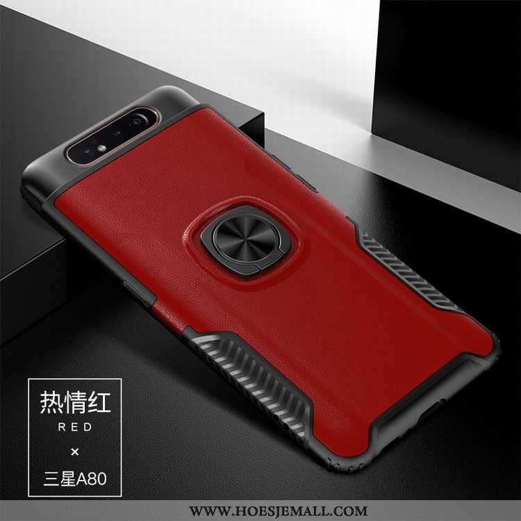 Hoesje Samsung Galaxy A80 Leer Patroon Hoes Hard Rood Ster Siliconen