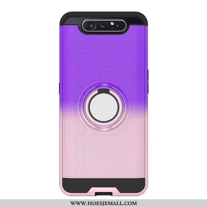 Hoesje Samsung Galaxy A80 Bescherming Zacht Klittenband Purper Hoes Ster All Inclusive