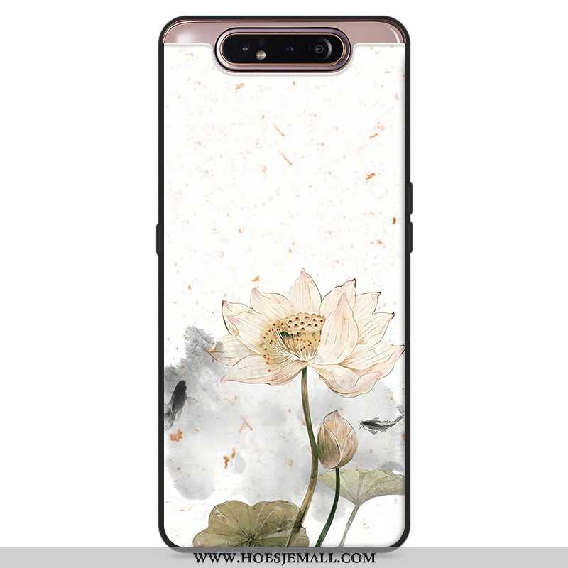 Hoesje Samsung Galaxy A80 Vintage Zacht Wit Hoes Mobiele Telefoon Ster Witte