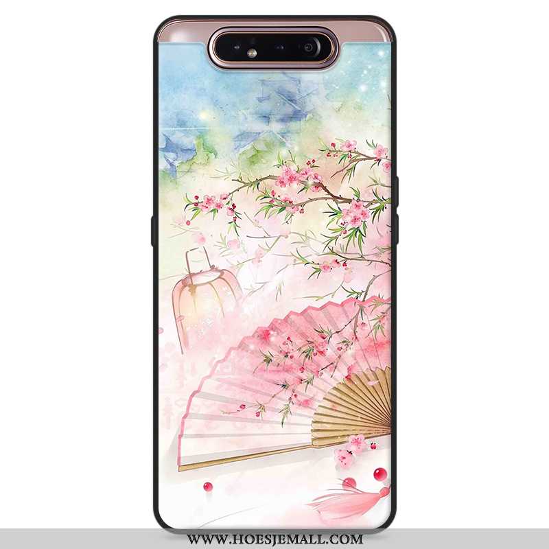 Hoesje Samsung Galaxy A80 Vintage Zacht Wit Hoes Mobiele Telefoon Ster Witte