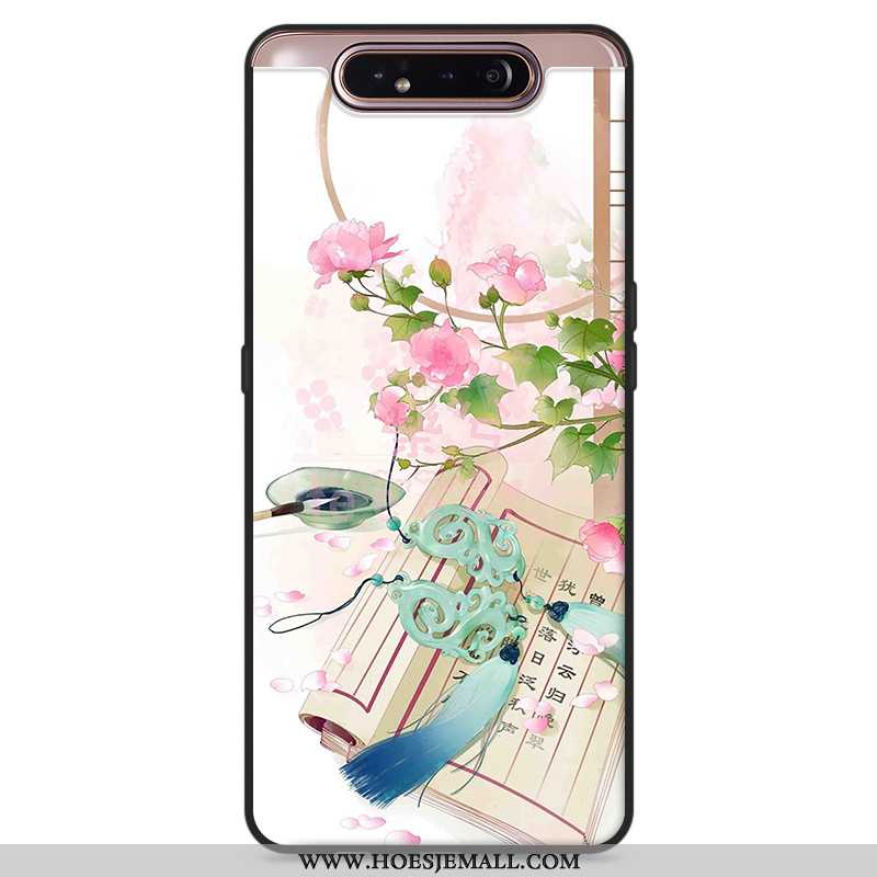 Hoesje Samsung Galaxy A80 Vintage Zacht Wit Hoes Mobiele Telefoon Ster Witte