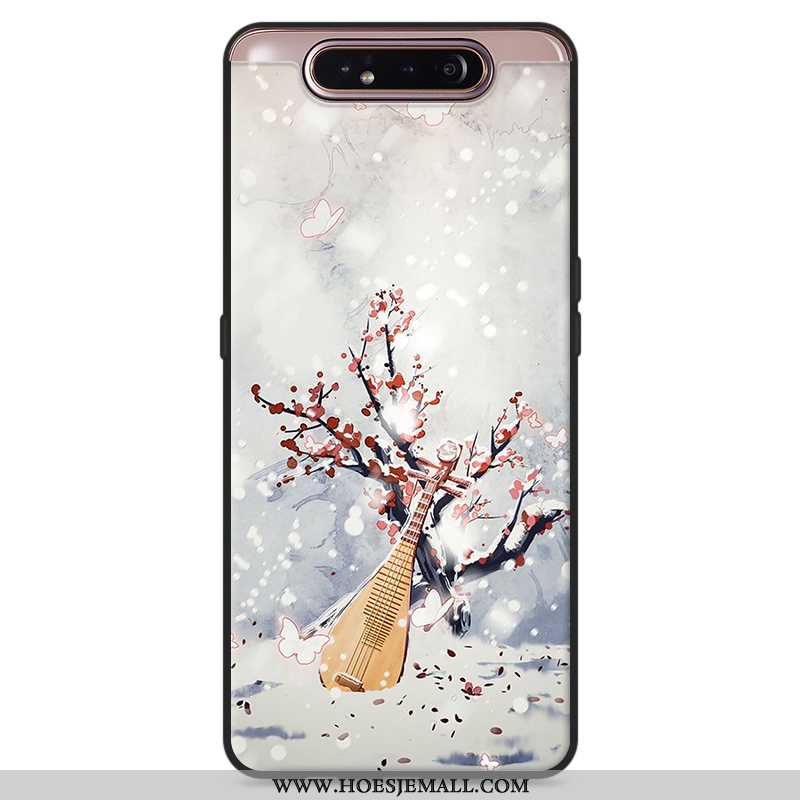 Hoesje Samsung Galaxy A80 Vintage Zacht Wit Hoes Mobiele Telefoon Ster Witte