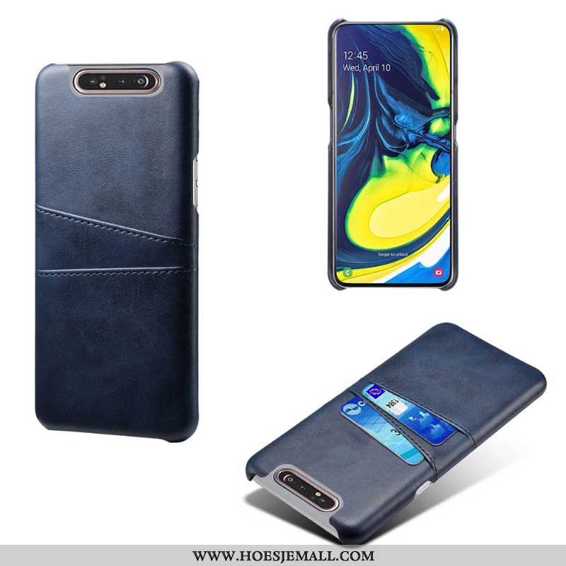 Hoes Samsung Galaxy A80 Leren Hoesje Persoonlijk Kwaliteit Anti-fall Trend Grijs Bescherming