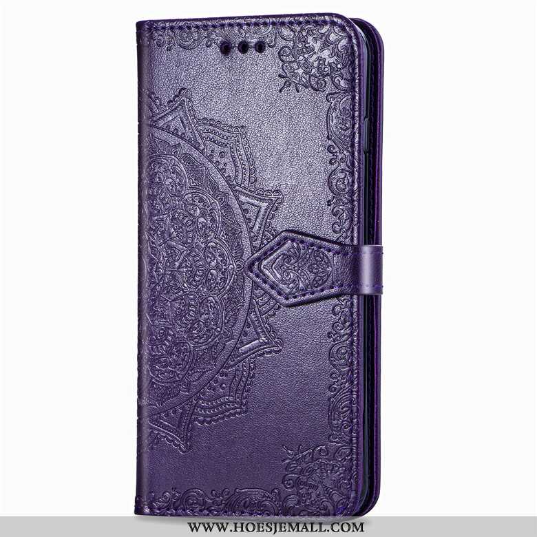 Hoesje Samsung Galaxy A80 Bescherming Leren Ster Folio Kaart Purper