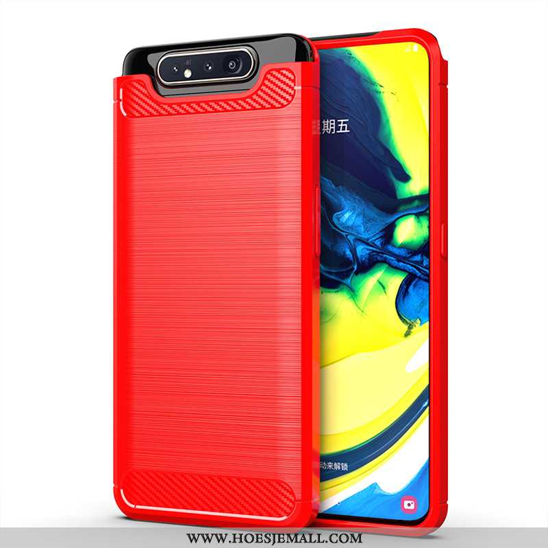 Hoes Samsung Galaxy A80 Patroon Zacht Rood Hoesje Anti-fall Zijde Siliconen