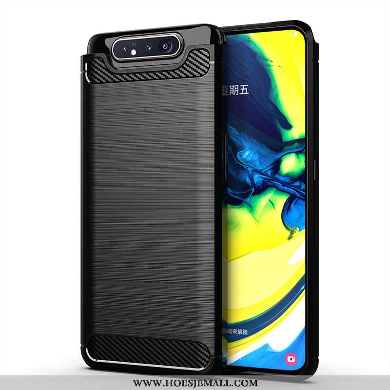 Hoes Samsung Galaxy A80 Patroon Zacht Rood Hoesje Anti-fall Zijde Siliconen