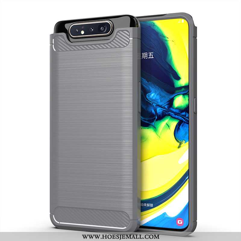 Hoes Samsung Galaxy A80 Patroon Zacht Rood Hoesje Anti-fall Zijde Siliconen