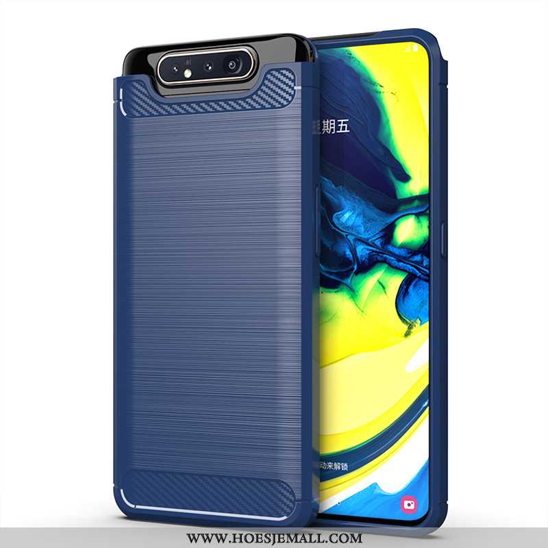 Hoes Samsung Galaxy A80 Patroon Zacht Rood Hoesje Anti-fall Zijde Siliconen