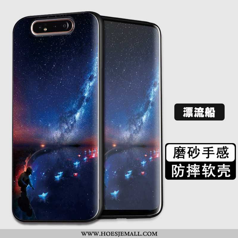 Hoes Samsung Galaxy A80 Zacht Siliconen Donkerblauw Hoesje Mobiele Telefoon Ster Donkerblauwe