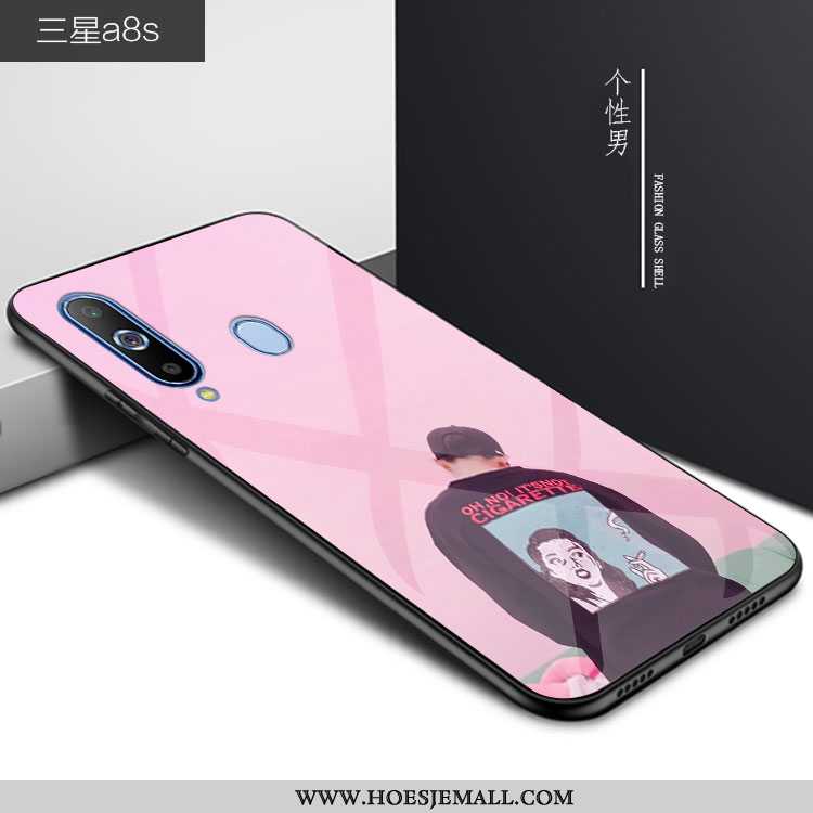 Hoesje Samsung Galaxy A8s Glas Persoonlijk Spotprent Blauw Bescherming Anti-fall Lovers Blauwe