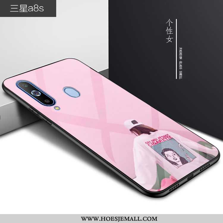 Hoesje Samsung Galaxy A8s Glas Persoonlijk Spotprent Blauw Bescherming Anti-fall Lovers Blauwe