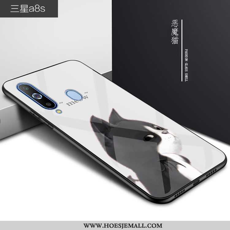 Hoesje Samsung Galaxy A8s Glas Persoonlijk Spotprent Blauw Bescherming Anti-fall Lovers Blauwe