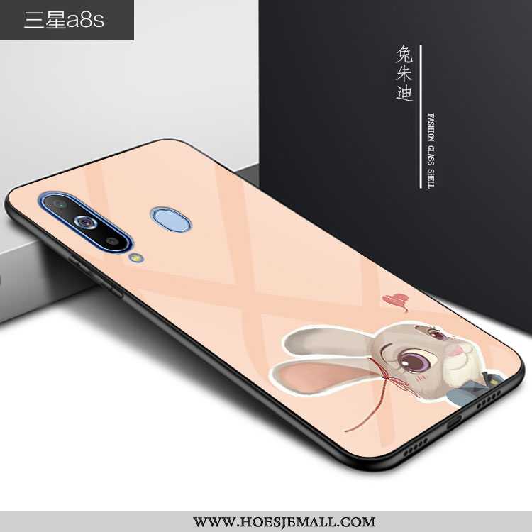 Hoesje Samsung Galaxy A8s Glas Persoonlijk Spotprent Blauw Bescherming Anti-fall Lovers Blauwe