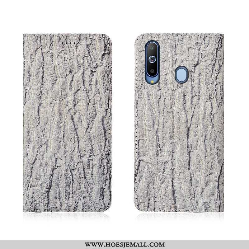 Hoes Samsung Galaxy A8s Echt Leer Leer Siliconen Hoesje Boom Leren Clamshell Khaki