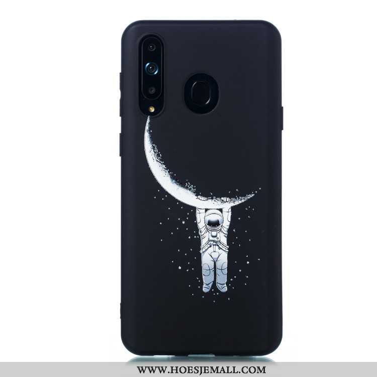 Hoesje Samsung Galaxy A8s Trend Schrobben Spotprent Eenvoudige Zwart Mobiele Telefoon Hoes Zwarte