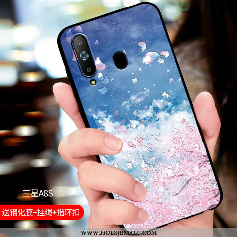 Hoesje Samsung Galaxy A8s Bescherming Schrobben Ster Donkerblauw All Inclusive Zacht Donkerblauwe