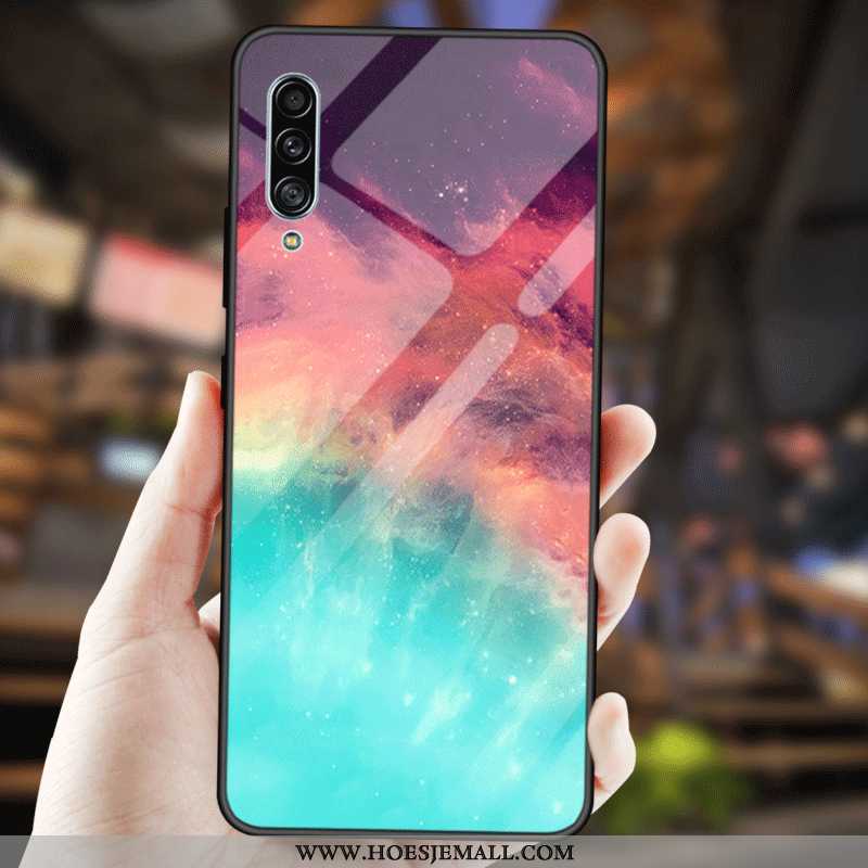 Hoes Samsung Galaxy A90 5g Zacht Bescherming Ster Tempereren Mode Hoesje Eenvoudige Blauwe