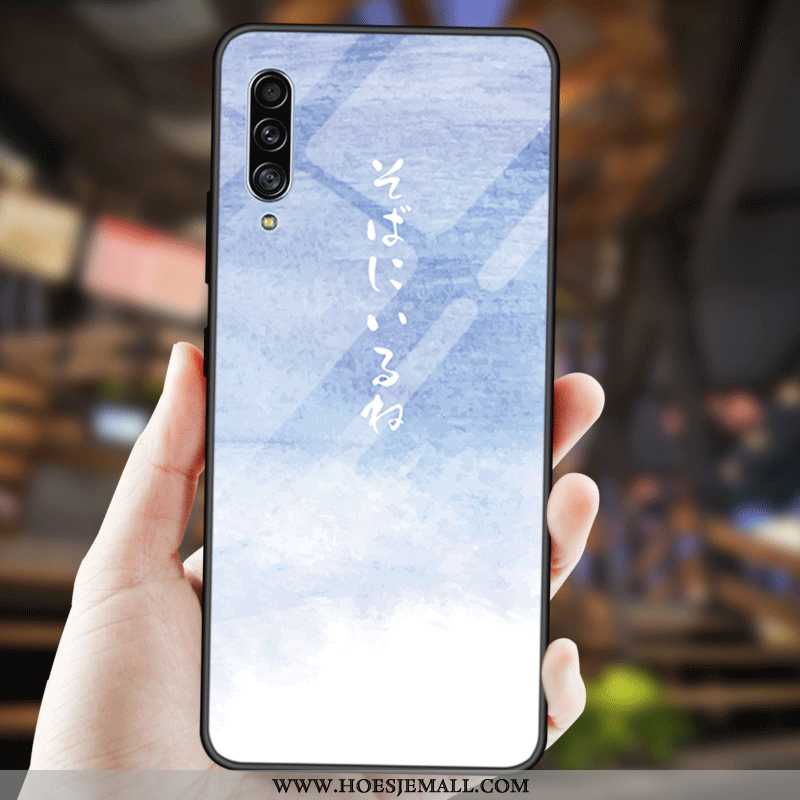 Hoes Samsung Galaxy A90 5g Zacht Bescherming Ster Tempereren Mode Hoesje Eenvoudige Blauwe