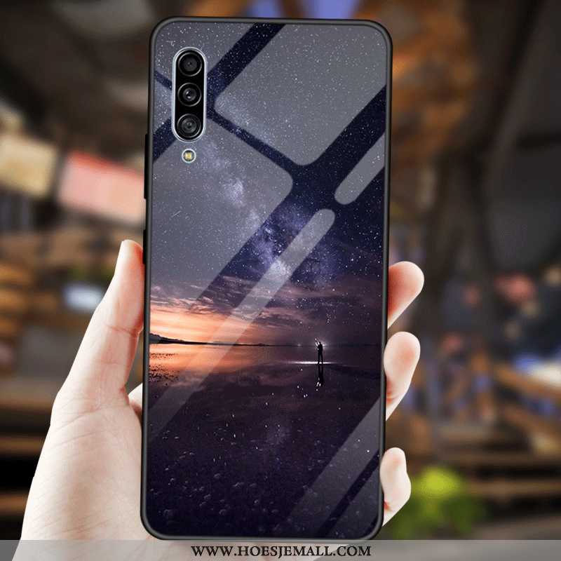 Hoes Samsung Galaxy A90 5g Zacht Bescherming Ster Tempereren Mode Hoesje Eenvoudige Blauwe