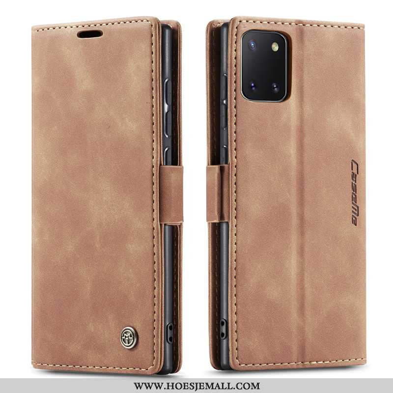 Hoesje Samsung Galaxy Note 10 Lite Leren Scheppend Khaki Mobiele Telefoon Anti-fall Ster