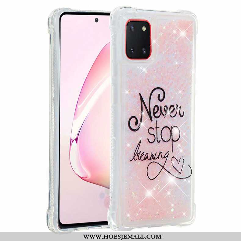 Hoes Samsung Galaxy Note 10 Lite Zacht Roze Hoesje Ster Rood Mobiele Telefoon Roos