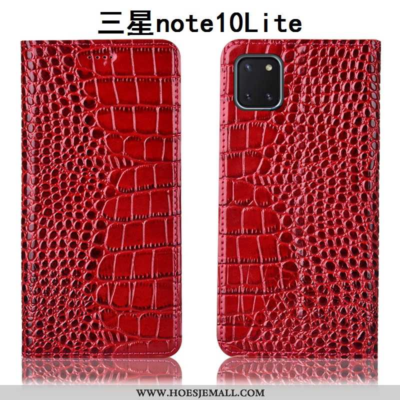 Hoes Samsung Galaxy Note 10 Lite Bescherming Leren Hoesje Folio Anti-fall Rood