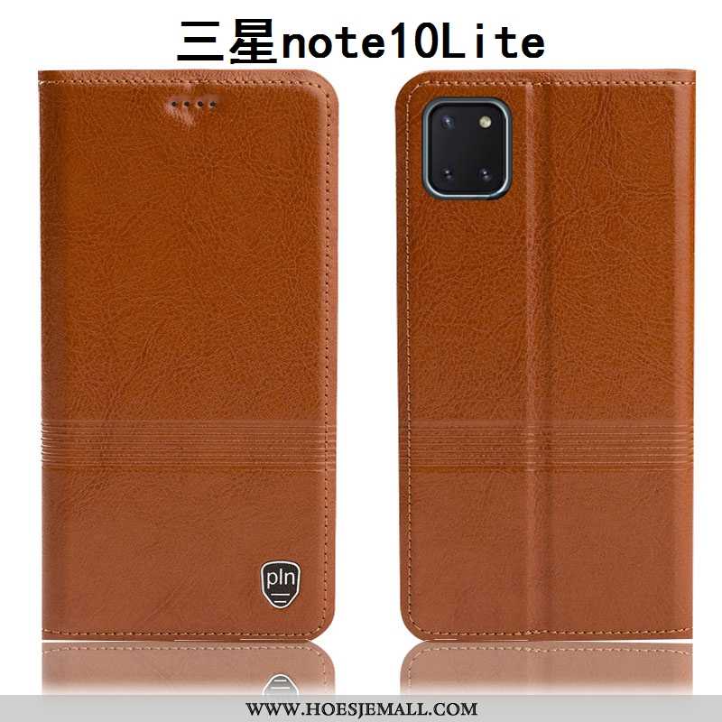 Hoesje Samsung Galaxy Note 10 Lite Echt Leer Bescherming Hoes Folio Ster Bruin Mobiele Telefoon Brui