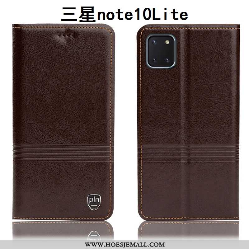 Hoesje Samsung Galaxy Note 10 Lite Echt Leer Bescherming Hoes Folio Ster Bruin Mobiele Telefoon Brui