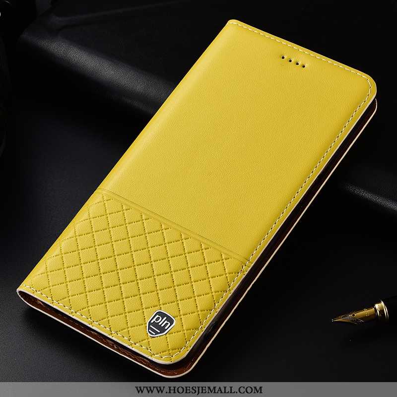 Hoesje Samsung Galaxy Note 10 Lite Bescherming Echt Leer Ster Hoes Anti-fall Geel Folio