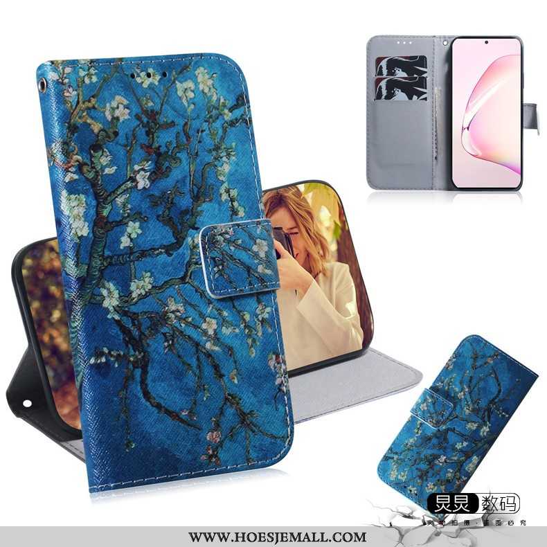 Hoes Samsung Galaxy Note 10 Lite Trend Leren Hoesje Ster Mooie Mobiele Telefoon Donkerblauwe