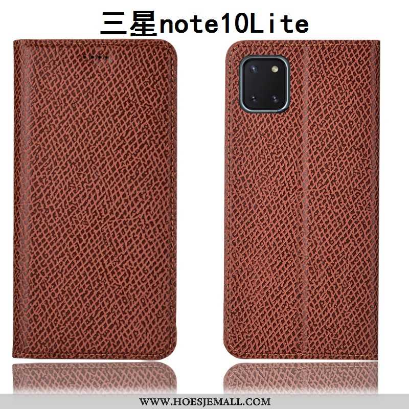 Hoesje Samsung Galaxy Note 10 Lite Bescherming Echt Leer Anti-fall Patroon Mobiele Telefoon Ster Don