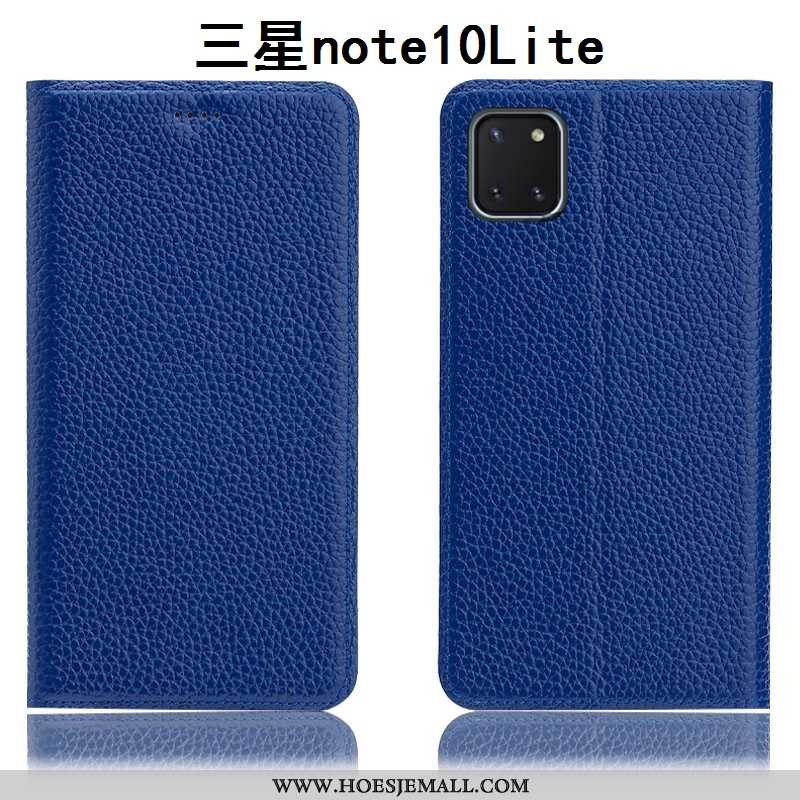 Hoesje Samsung Galaxy Note 10 Lite Leren Patroon Anti-fall Soort Aziatische Vrucht Donkerblauw Besch