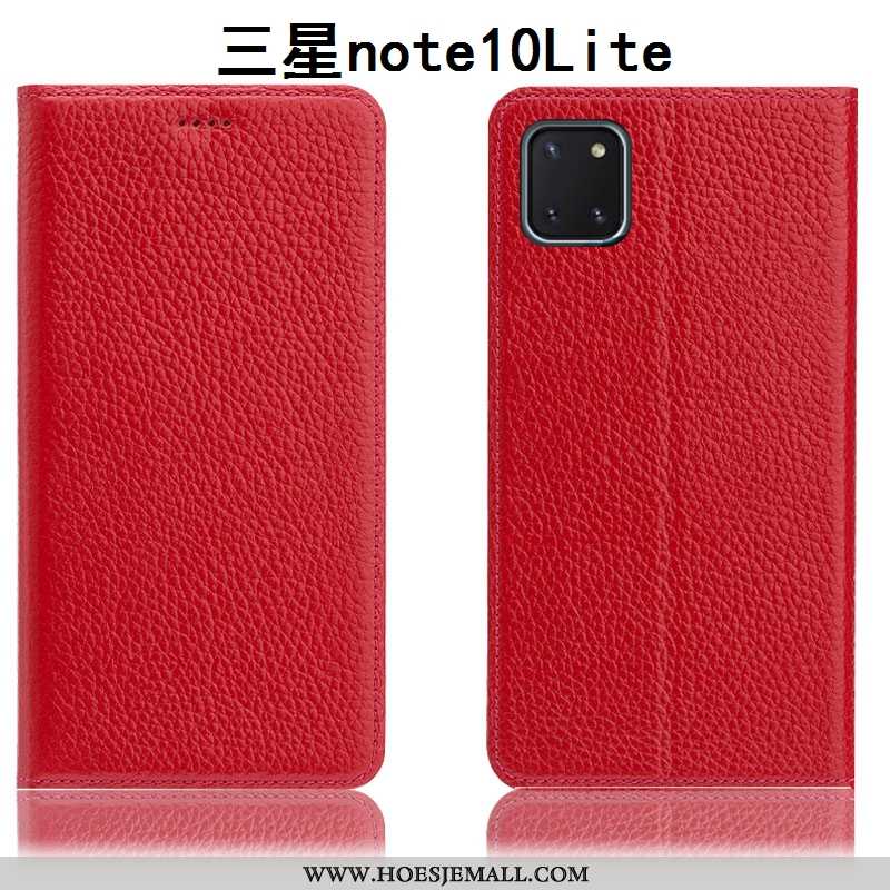 Hoesje Samsung Galaxy Note 10 Lite Leren Patroon Anti-fall Soort Aziatische Vrucht Donkerblauw Besch