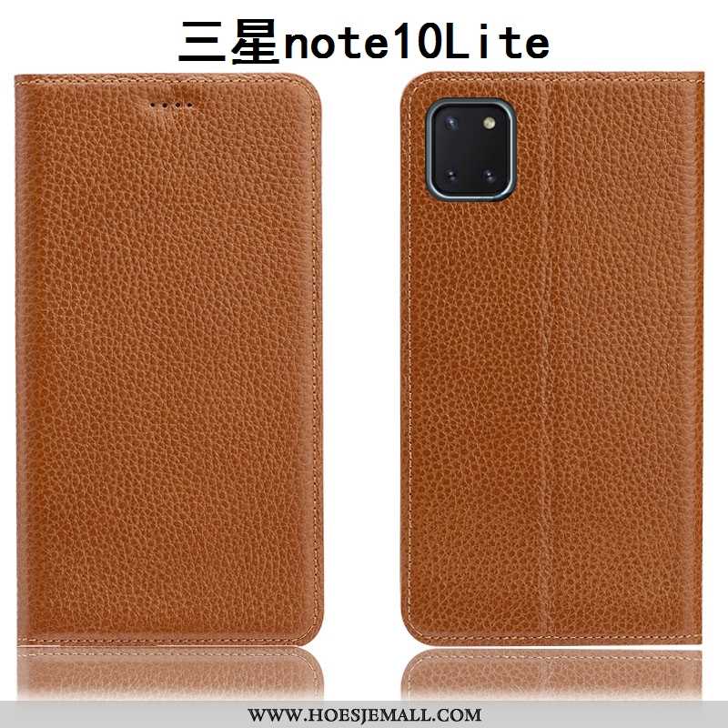 Hoesje Samsung Galaxy Note 10 Lite Leren Patroon Anti-fall Soort Aziatische Vrucht Donkerblauw Besch