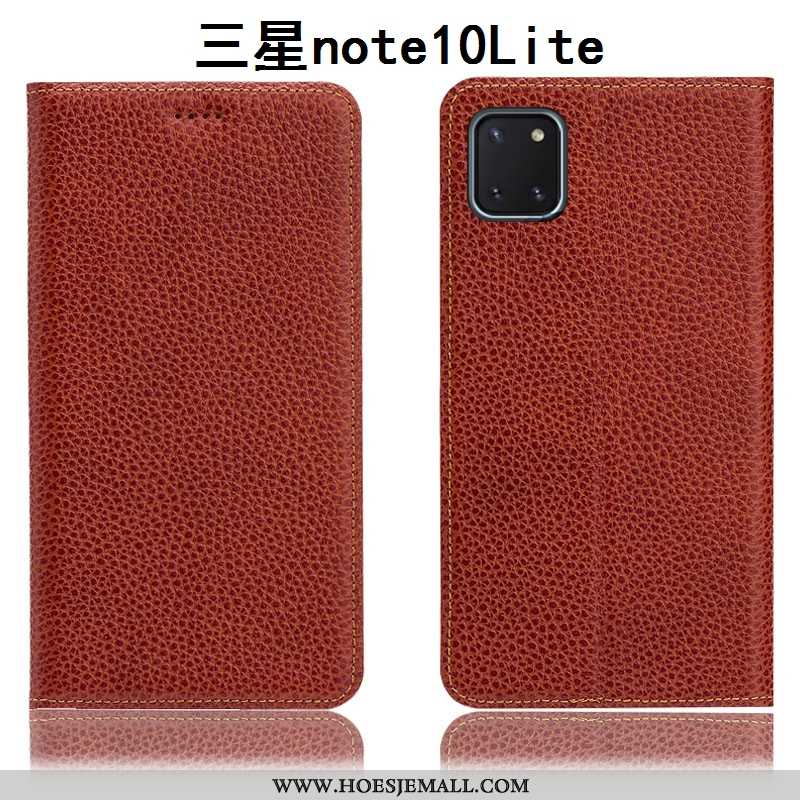 Hoesje Samsung Galaxy Note 10 Lite Leren Patroon Anti-fall Soort Aziatische Vrucht Donkerblauw Besch