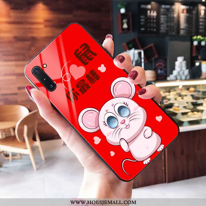 Hoesje Samsung Galaxy Note 10 Zacht Glas Mobiele Telefoon Mooie All Inclusive Ster Rood