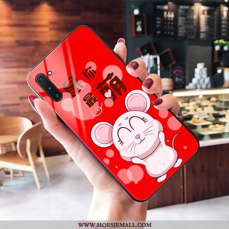 Hoesje Samsung Galaxy Note 10 Zacht Glas Mobiele Telefoon Mooie All Inclusive Ster Rood