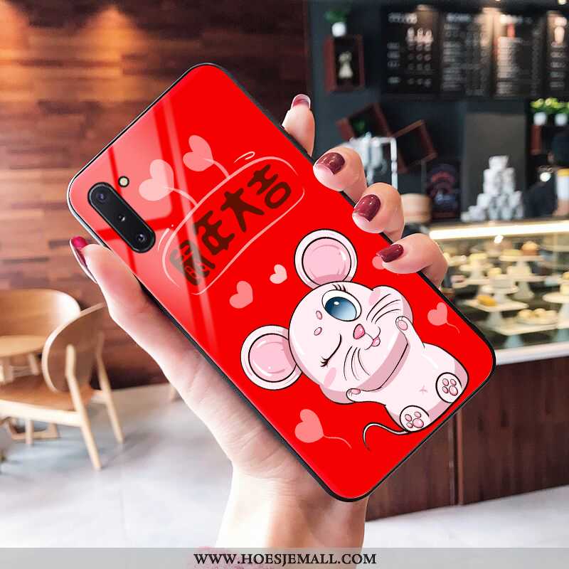 Hoesje Samsung Galaxy Note 10 Zacht Glas Mobiele Telefoon Mooie All Inclusive Ster Rood